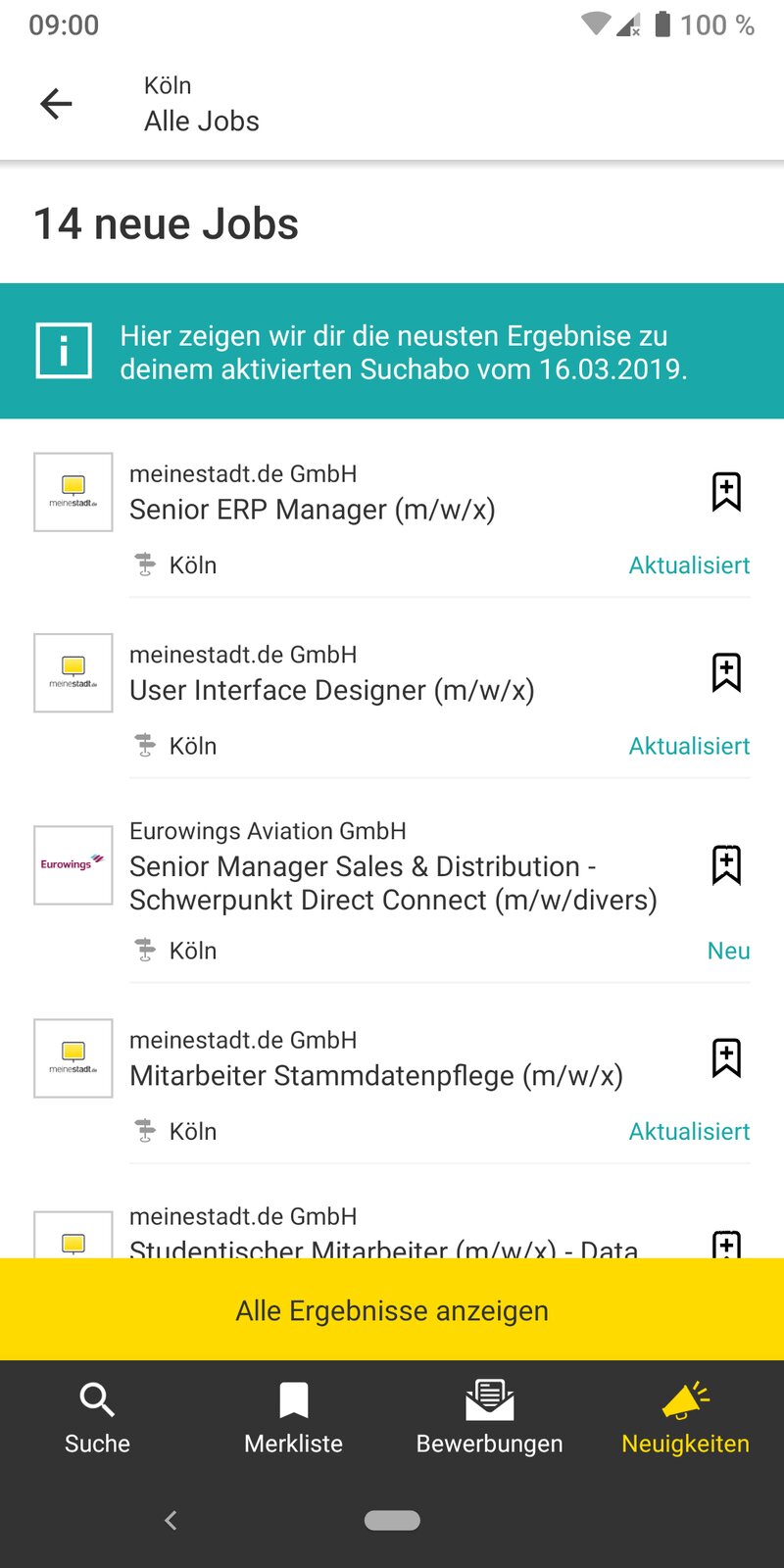 meinestadt.de Jobbörse-App Mockup